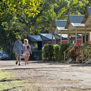 Strolling amongst the cabins. Discovery Holiday Park - Lake Kununurra - Kununurra caravan park